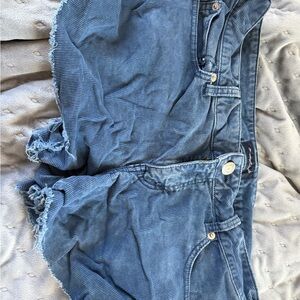 American Eagle Blue Corduroy Frayed Shorts, size 14